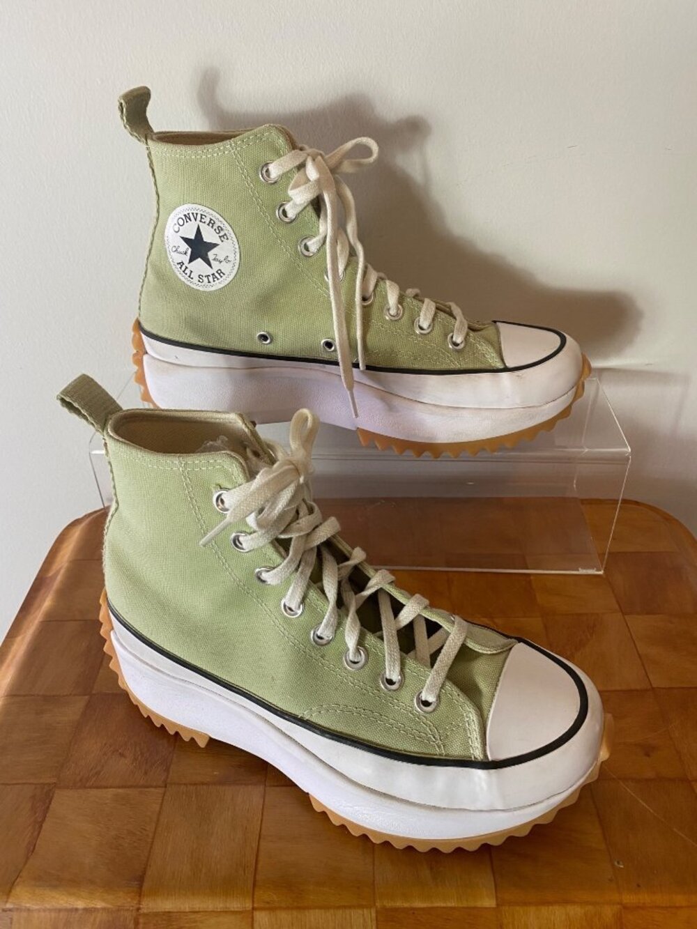 Converse Run Star Hike High Top Platform Sneakers Green/White Size 8